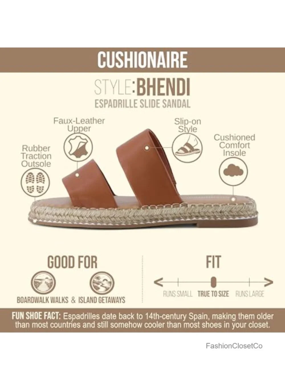 Double Strap Slide Sandals with Cushion Footbed Jute Sole